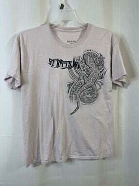 Del Sol Color Change Mens St Kitts WI Tribal Iguana Graphic Lilac Shirt L